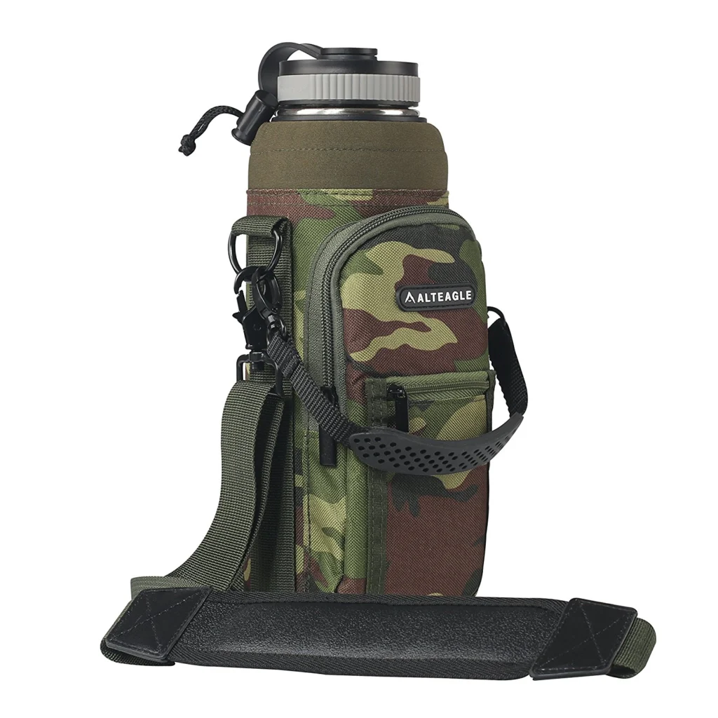 40oz Camouflage Bottle Sleeve Pouch with Handle, Pockets and Shoulder Strap (GL-ZS40)