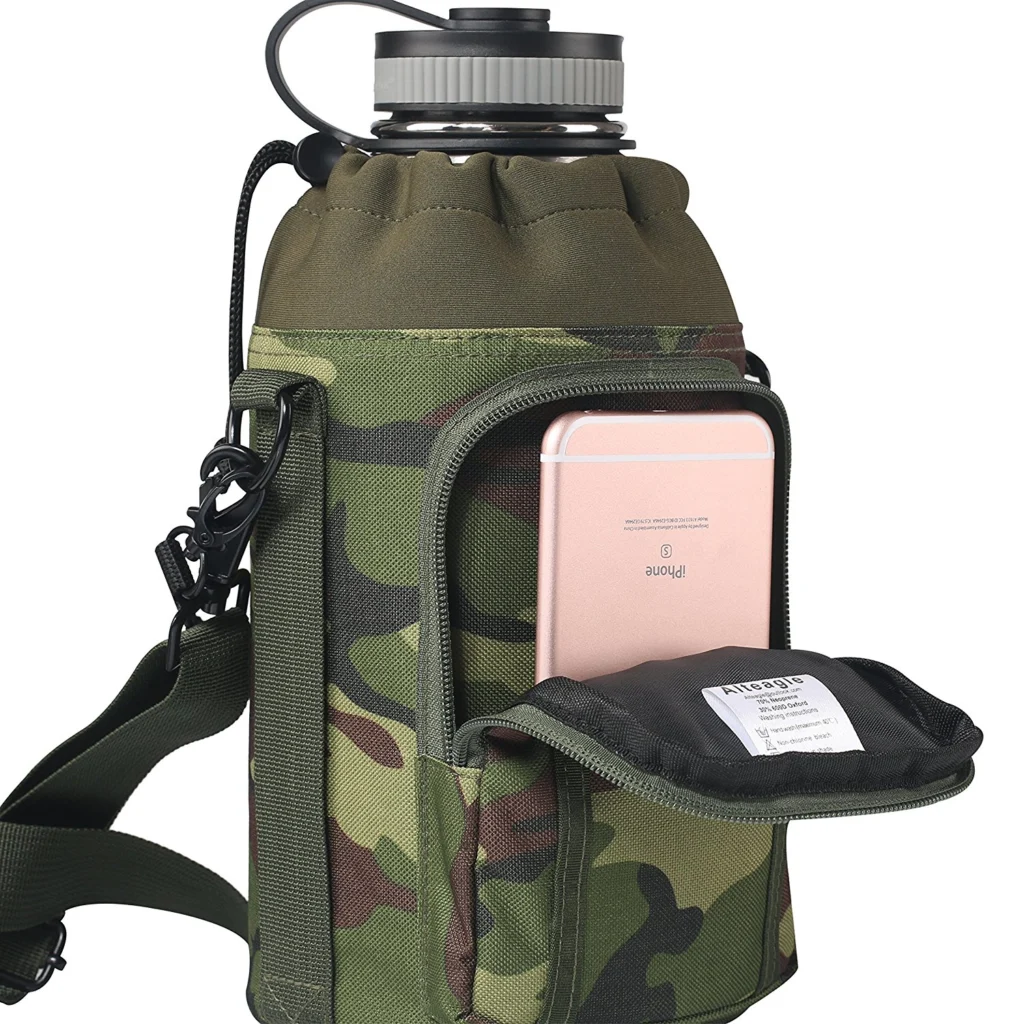 64oz Camouflage Bottle Sleeve Pouch with Handle, Pockets and Shoulder Strap (GL-ZS64)