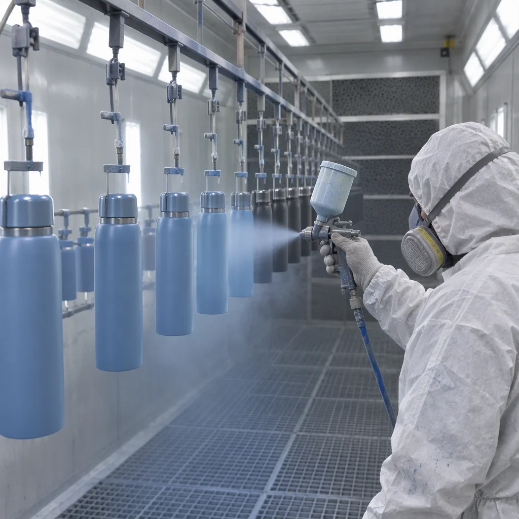 spray booth in operation