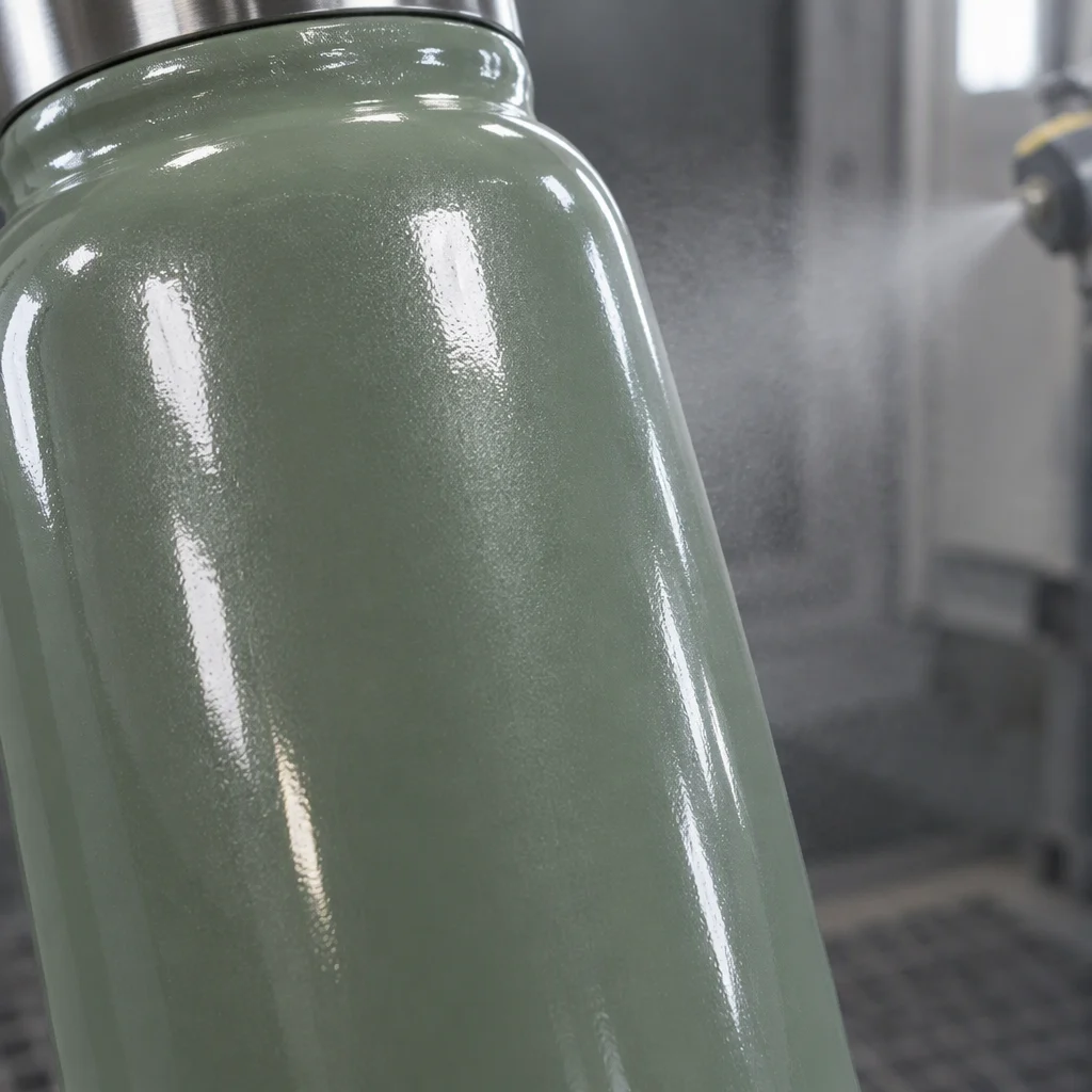 spray coating on a bottle