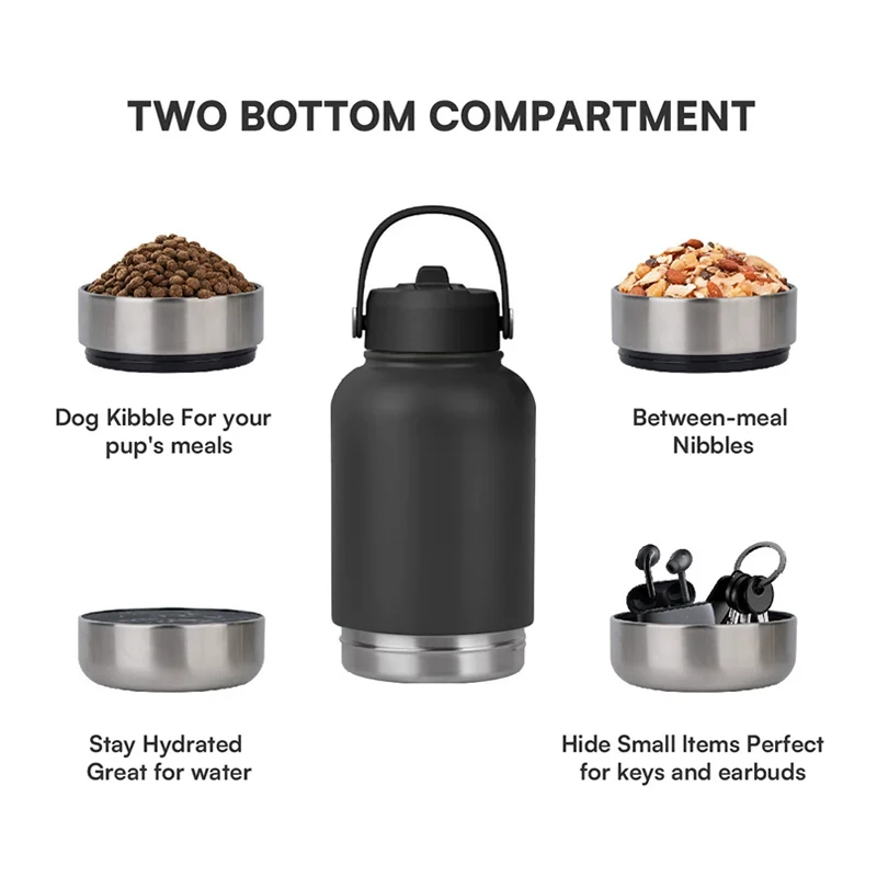 Stainless Steel Vacuum Growler GL-BW with the stainless base compartments opened