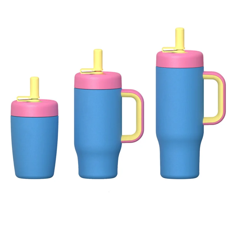 Stainless insulated coffee mug with a welded handle and straw lid, GL-CN series