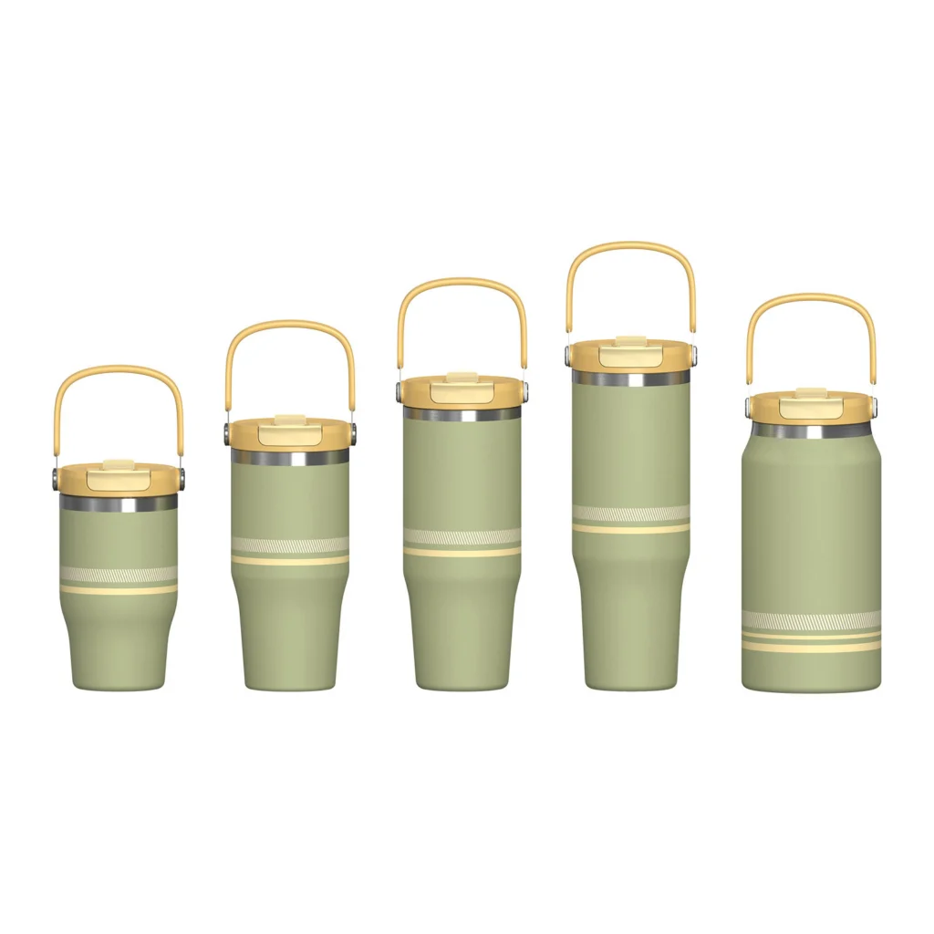 Stainless steel vacuum mug with a handle lid, GL-CP series