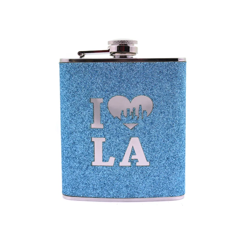 Shimmer Leather Hip Flask with Laser-Cut Logo (GL-FLA Series)