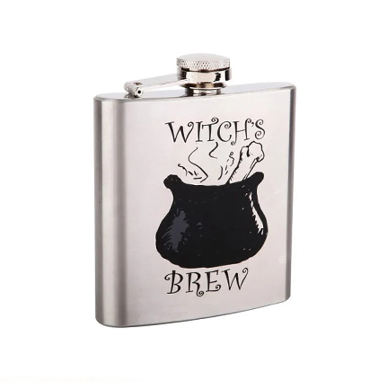 Silk-screen printing on a brushed stainless hip flask, GL-FMB series