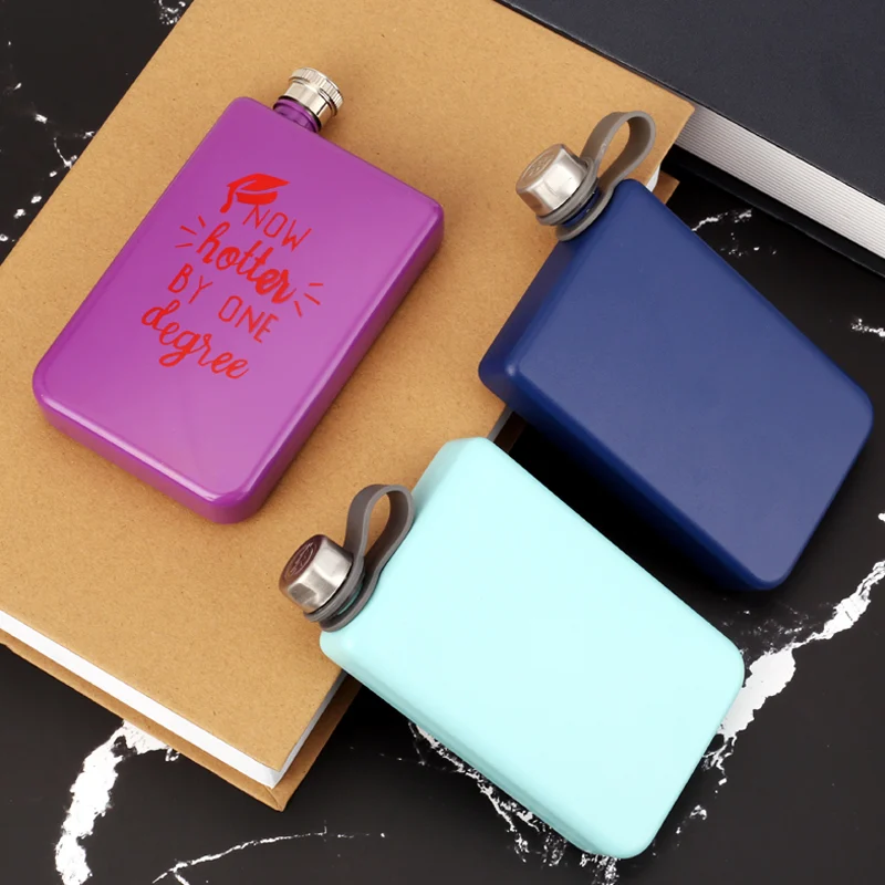 Square Stainless Steel Hip Flask with Silicone Loop (GL-FNC Series)