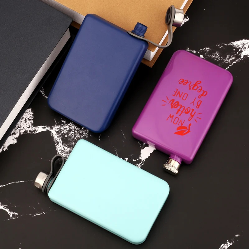 Square Stainless Steel Hip Flask with Silicone Loop (GL-FNC Series)