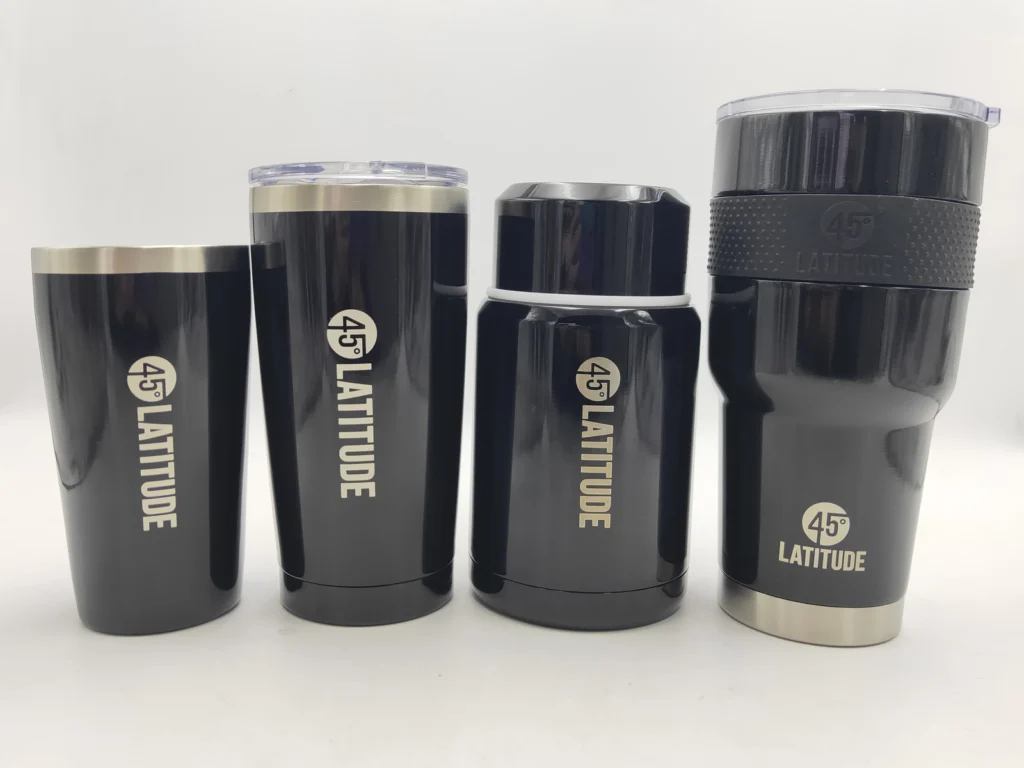 laser engraved on vacuum tumblers