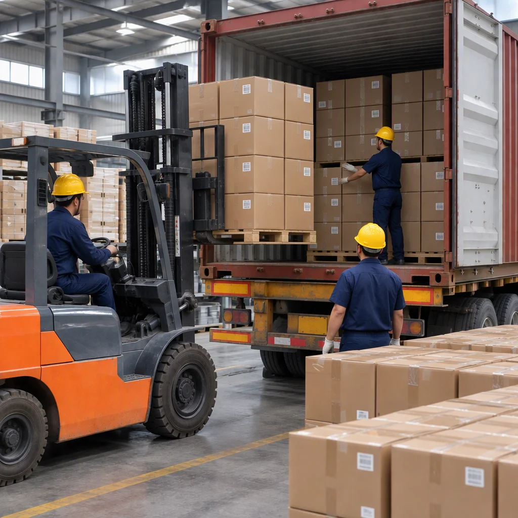Inspected drinkware packed and staged for shipment
