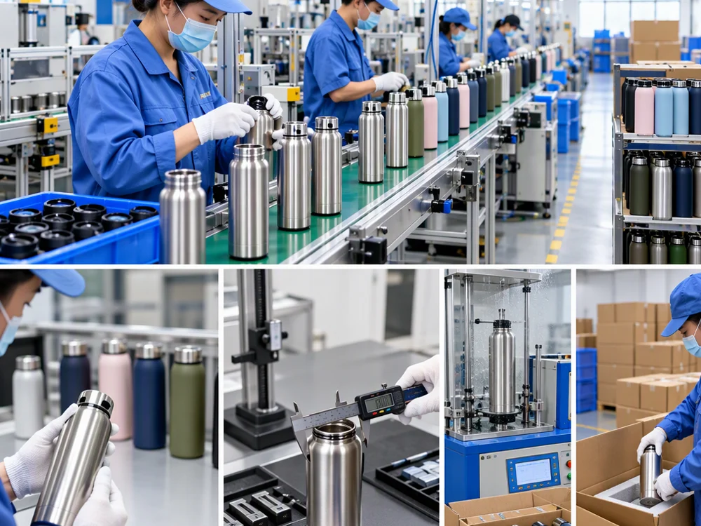 Production and finished-goods inspection of a stainless steel drinkware order